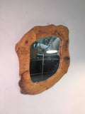 Beautiful Brutalist Organic Modern Sculpted Burl Wood Mirror