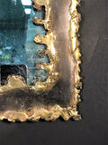 Brutalist Torch Cut Framed Rectangular Mirror in the Manner of Paul Evans