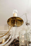 Charles Hollis Jones Style Lucite and Brass Chandelier