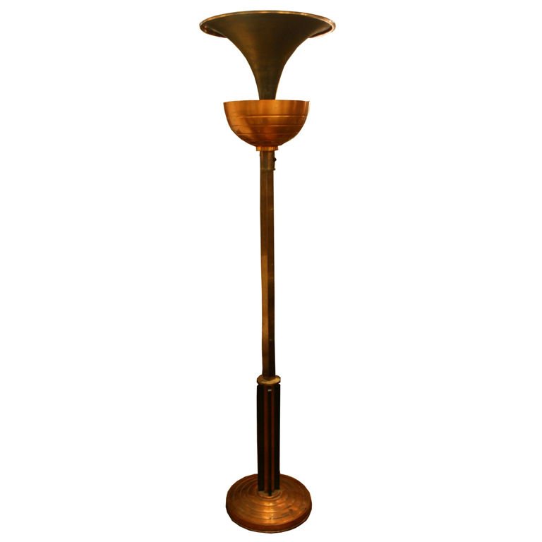 Eugene Printz French Art Deco Torchiere Floor Lamp