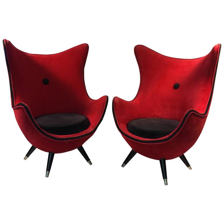Red velvet store egg executive chair
