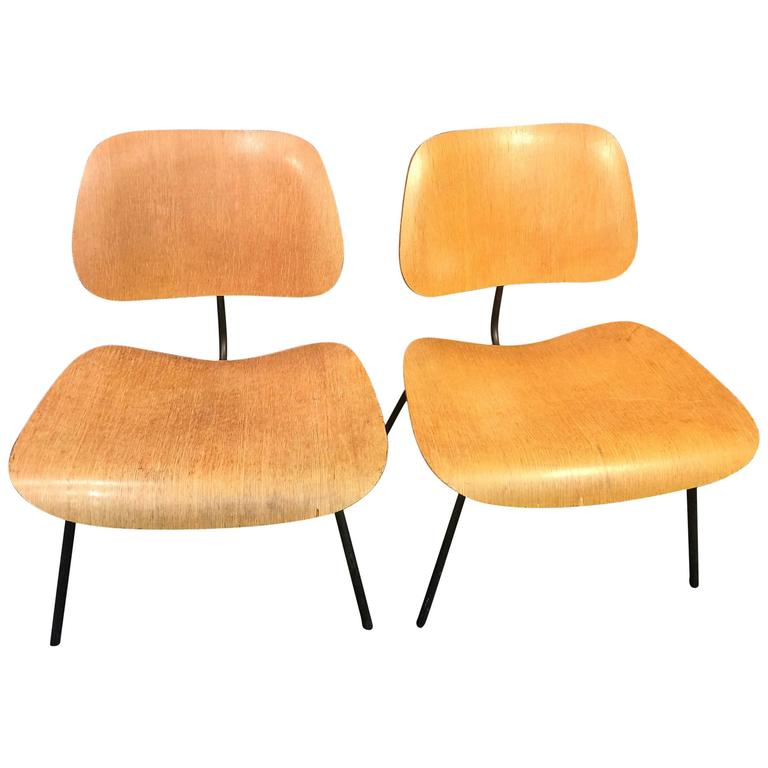 Pair of Early Charles Eames LCM Chairs NYC MODERN