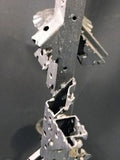 Abstract Brutalist Industrial Metal Five- Arm Chandelier in Manner of Paul Evans