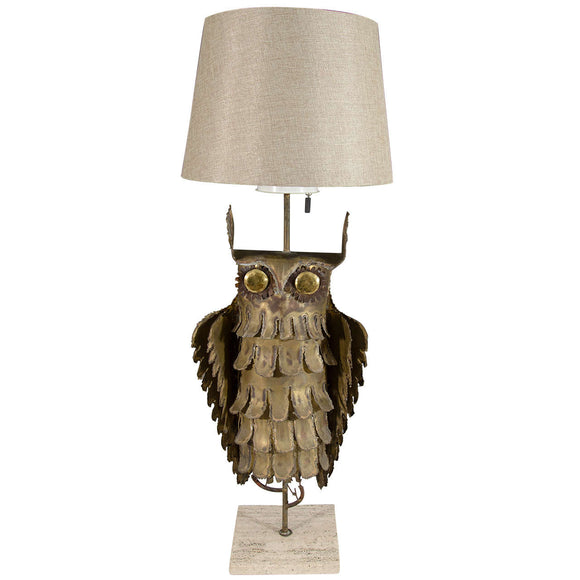 Abstract Brutalist Owl Table Lamp by Curtis Jere
