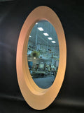 Amazing Monumental Pair of 1970s Elliptical Wood Modern Mirrors
