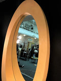 Amazing Monumental Pair of 1970s Elliptical Wood Modern Mirrors