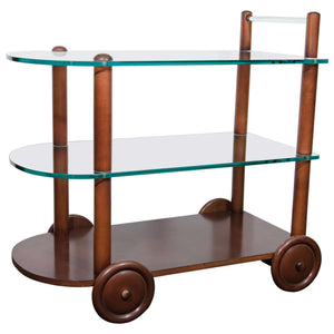 Art Deco Gilbert Rohde Bar Cart All Original Glass and Wood