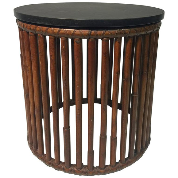 Beautiful Bamboo Drum Table with Granite Top by McGuire