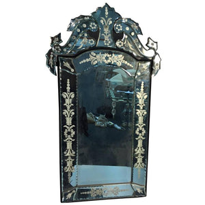 Beautiful Cut-Glass and Etched Venetian Wall Mirror