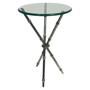 Beautiful Faux Bamboo Chrome Side Table or Accent Table