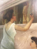 Beautiful Neoclassical Style Painting of a Roman Bath House after Alma-Tadema