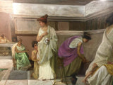 Beautiful Neoclassical Style Painting of a Roman Bath House after Alma-Tadema