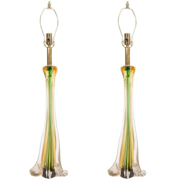 Beautiful Pair of Cenedese Murano Glass Table Lamps