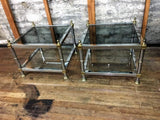 Beautiful Pair of Maison Jansen Style Chrome and Brass Double Tier Side Tables