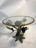 Beautiful Pair of Mixed- Metal Side or Accent Tables with Flower and Leaf Design