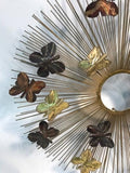Beautiful and Rare Curtis Jere Sunburst Wall Sculpture with Butterflies