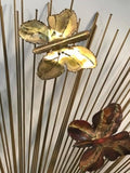 Beautiful and Rare Curtis Jere Sunburst Wall Sculpture with Butterflies