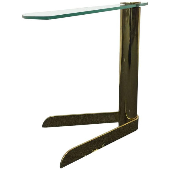 Brass and Glass Side or Drink Table in the Manner of Karl Springer