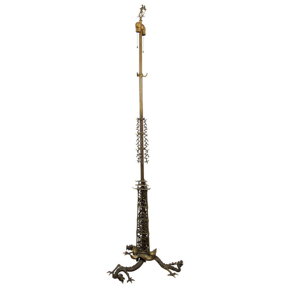 Bronze Austrian Dragon, Chinoiserie Style Floor Lamp