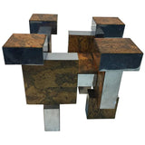 Brutalist Paul Evans Cityscape Burl wood and Chrome Coffee /Cocktail Table