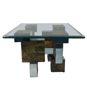 Brutalist Paul Evans Cityscape Burl wood and Chrome Coffee /Cocktail Table