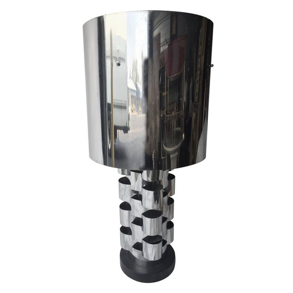 Brutalist Polished Chrome Table Lamp by Curtis Jere