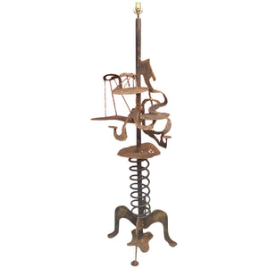 Brutalist Silas Seandel Style Floor Lamp Made of Steel Abstracted Pieces