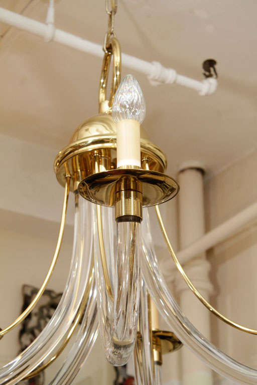 Lucite and brass chandelier outlet
