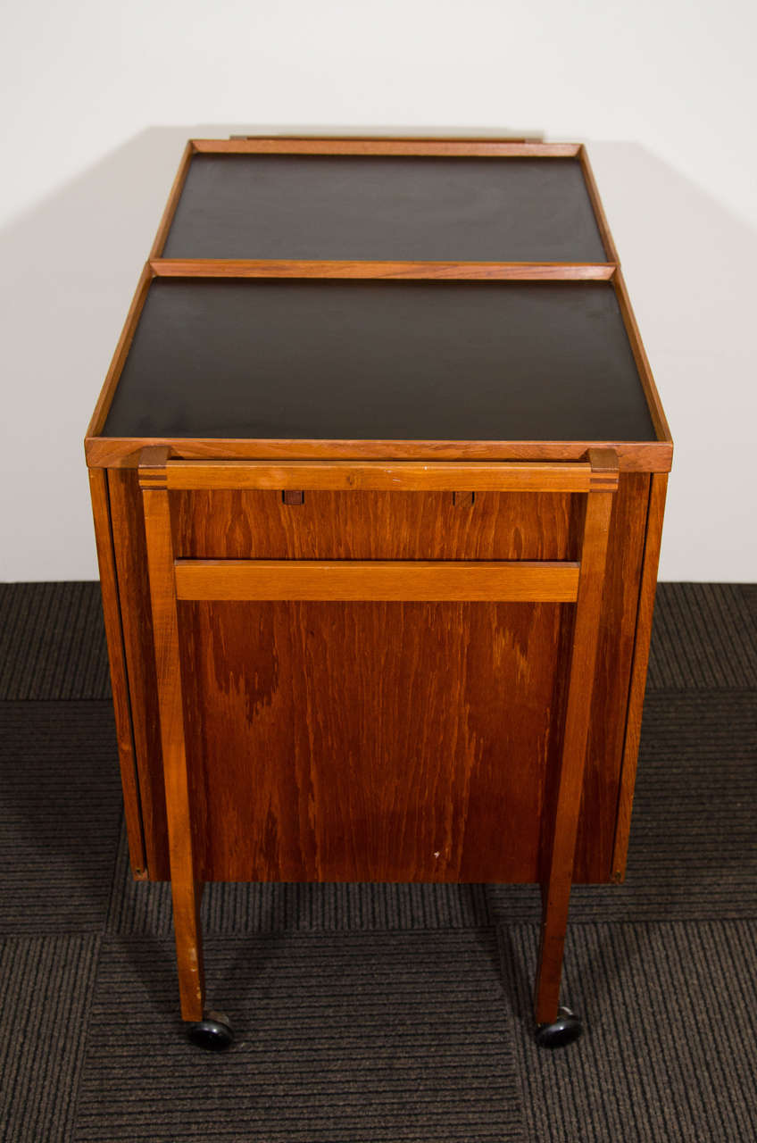 Danish Modern Expandable Bar or Tea Cart by Niels Erik