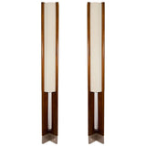 Danish Modern Pair of Tall Wooden Floor Lamps