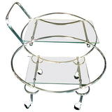 Elegant Art Deco Chrome Oval Tubular Design Double Tier Bar Cart