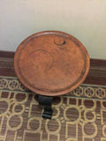 Elegant Hermes Style Whipped Stitched Leather Topped Iron Base Table