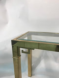 Elegant Italian Solid Brass Console Table with Greek Key Design