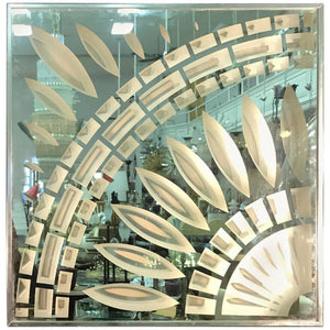 Exceptional Chrome and Glass Wall Mirror with Unusual Design by Greg Copeland