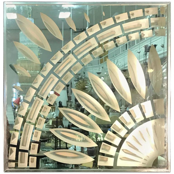 Exceptional Chrome and Glass Wall Mirror with Unusual Design by Greg Copeland