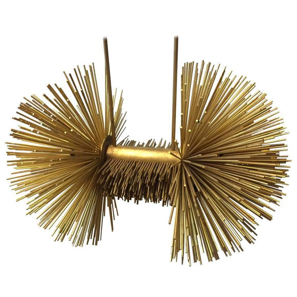 Exceptional Double-Sided Brass Sputnik Italian Chandelier or Pendant