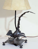 Exceptional Edgar Brandt Pair of Art Deco Pheasant Form Table Lamps