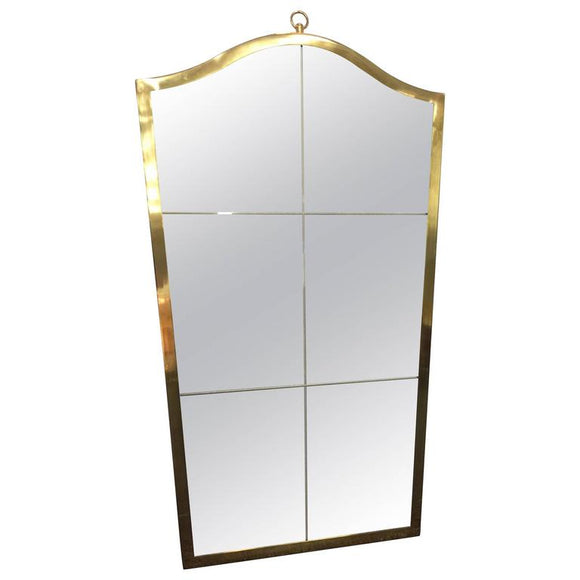 Exceptional Etched Wall Mirror with Brass Frame in the Style of Maison Baguès