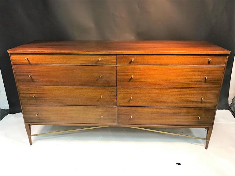 Exceptional Mid-Century Paul McCobb Brass X- Base Design Dresser