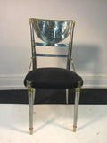 Exceptional Set of Four Steel Dining Chairs with Brass Accents by Maison Jansen