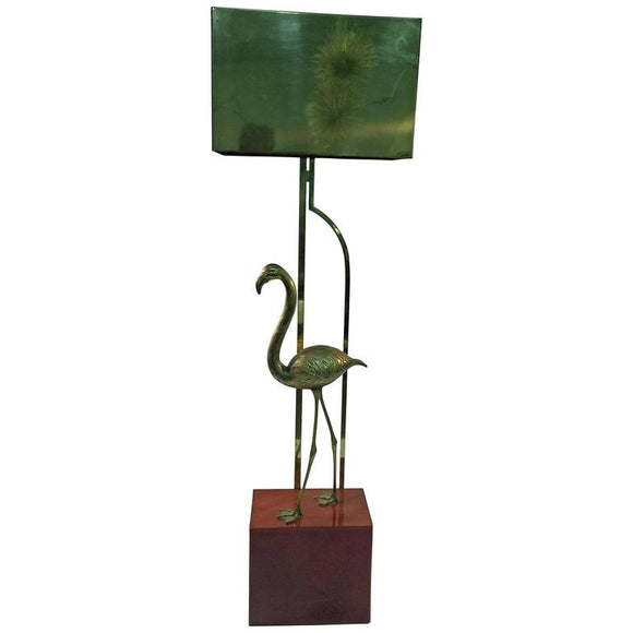 Exceptional Signed Curtis Jere Brass Flamingo Sculptural Floor Lamp