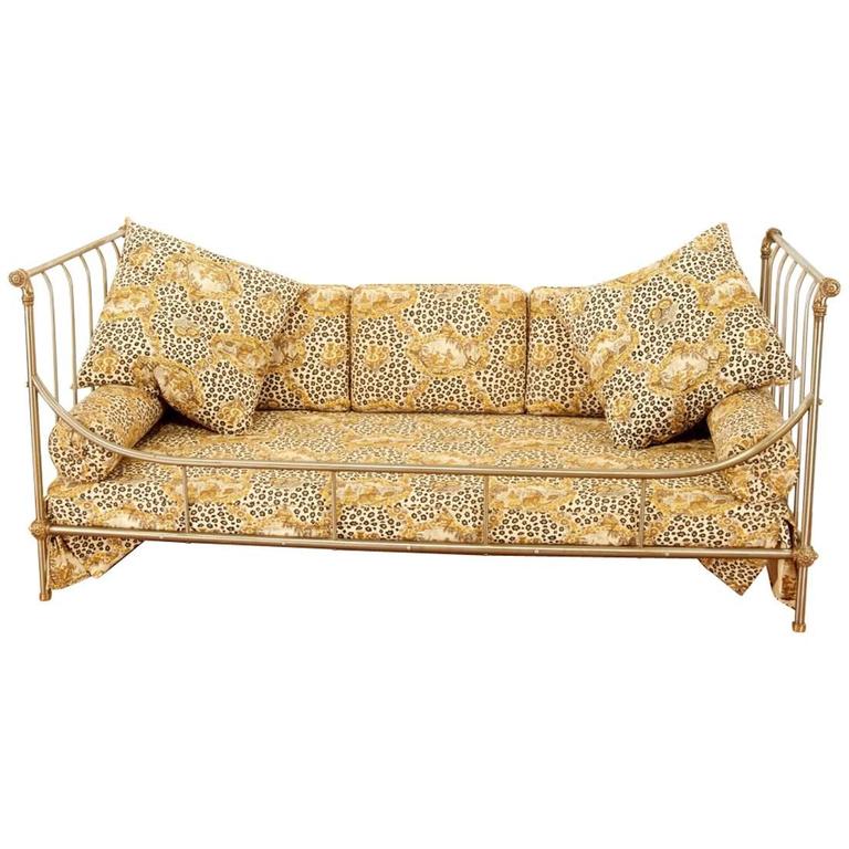 ブランデー Exceptional Steel and Brass French Daybed by Maison Jansen