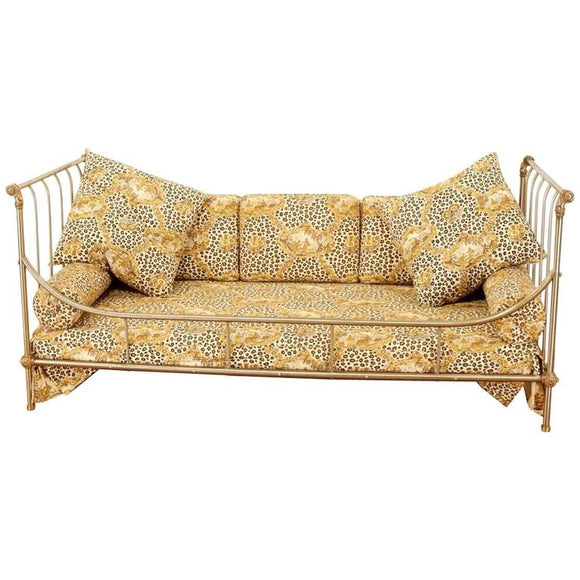 Exceptional Steel and Brass French Daybed by Maison Jansen with Fine Details
