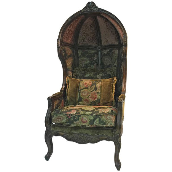 Exceptional Vintage Canopy Chair with Floral Accents, circa 1970