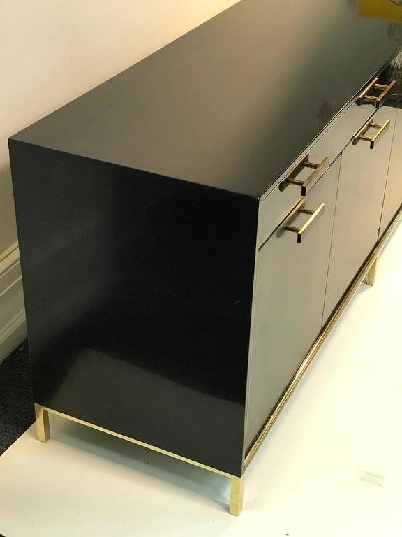 Exceptional and Rare Harvey Probber Sideboard or Credenza with Brass Trim