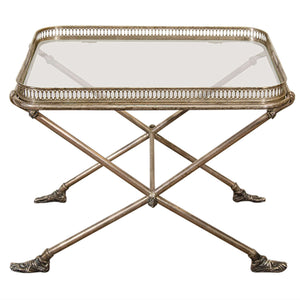 Fantastic Figural Italian Silvered Bronze and Glass Tray Table