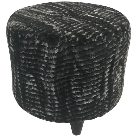 Fantastic Stool in the Style of Jean Royère in a Faux Chinchilla Print Fur