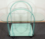 French Modernist Glass and Mirror Serving Cart