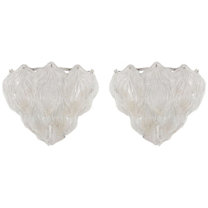 Gorgeous Pair of Camer Murano Glass Leaf Sconces
