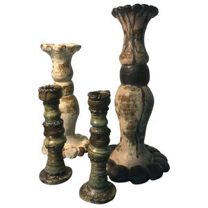 Great Group of Glazed Pottery Candlesticks from the 1970s